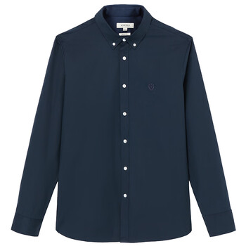 scofield男士秋季长袖衬衫商务休闲男纯色通勤棉质正装衬衫藏青色190