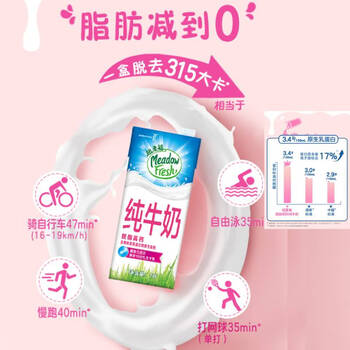 纽麦福 脱脂纯牛奶3.4g蛋白质1L*12盒