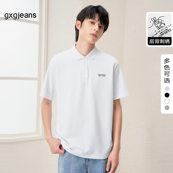 gxg.jeans男装POLO衫夏季新款刺绣翻领短袖上衣多色polo 白色 175/L