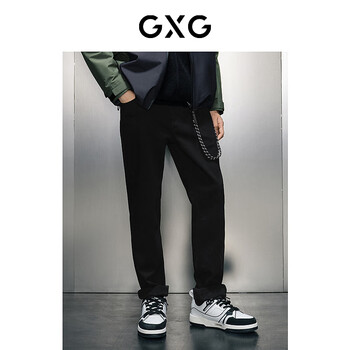 GXG男装 黑色直筒牛仔长裤 冬季新款GEX10525994 黑色 S