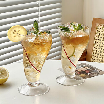 创京懿选高颜值小众玻璃杯创意个性玻璃杯小众设计感夏天果汁奶茶杯高