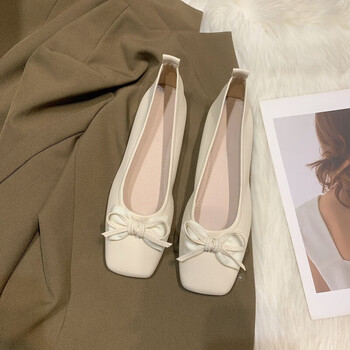 听过搭配裙子的鞋子夏天蝴蝶结浅口单鞋高中生百裙子方头平底鞋奶奶