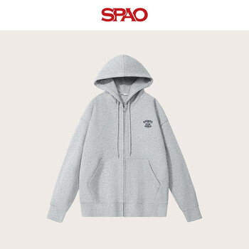 SPAO经典袋鼠兜抽绳连帽开衫卫衣男2025秋季宽松百搭外套SPWY25SS08XY 灰#俱乐部K L