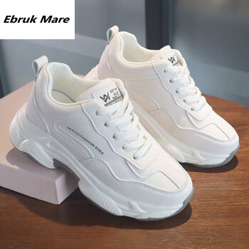 同品春季女鞋广州惠州老爹鞋女舒适百搭厚底增高女鞋轻便休闲 白色