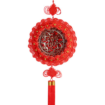 挂饰客厅桃木中国节结婚春节新年喜庆装饰挂饰 小号五福临门红色款