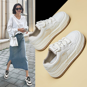 百丽女2024年最新款网红爆款小白鞋女新款女鞋女款百搭鞋子厚底真皮