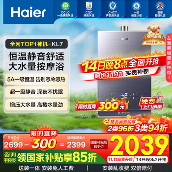 海尔 Haier JSQ31-16KL7云程U1 燃气热水器 16L