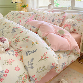 兰芮四件套床上用品纯棉亲肤裸睡套件全棉四件套 法式花园 1.5/1.8m 床单款 被套200*230cm