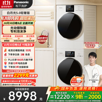 松下 Panasonic 白月光5.0轻奢 XQG100-1531N+NH-1531NR 洗烘套装
