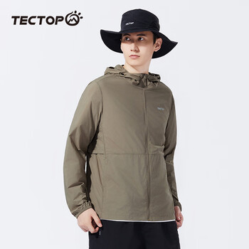 探拓（TECTOP）户外防晒衣男女同款夏季轻薄透气UPF50+防紫外线皮肤衣冰感防晒服 新卡其/新卡其 L