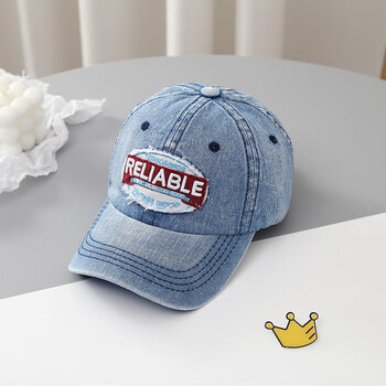 trtj儿童牛仔鸭舌帽帽子春秋棒球帽女小孩夏季宝宝牛仔reliable牛仔色