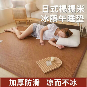 布迪思日式藤席竹编凉席地毯客厅夏季午睡榻榻米卧室宿舍地铺加厚爬爬垫 TX02【藤席】 60*160CM【体验款】