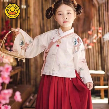 duckkids小黄鸭汉服儿童女儿童装中国风仙女古装新款连衣裙小女孩古装