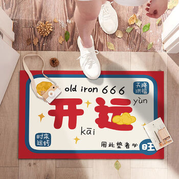 季象入户门地垫家用进门防滑垫子玄关门口脚垫免洗轻奢简约门垫可定制 时来运转 40x60 cm