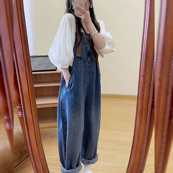 fmqt牛仔背带裤女2024年夏季韩系薄款学院风气质减龄日系百搭牛仔背带