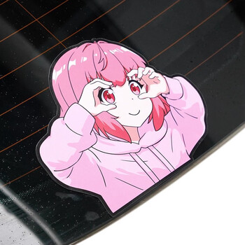 车侦探思晴汽车贴纸车外防水装饰贴jdm汽车logo二次元潮流动漫粉色