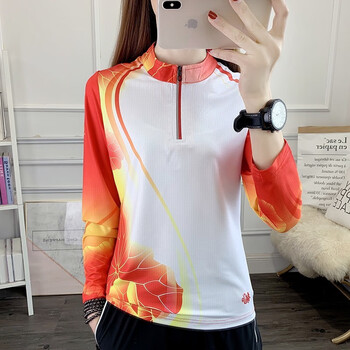 axzr长袖速干衣女户外吸汗快干t恤攀岩徒步运动上衣比赛打球队服赤