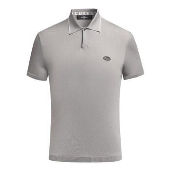 七匹狼POLO衫短袖翻领刺绣字母修身商务时尚男士上衣通勤百搭 003(中灰) XL 175/92A