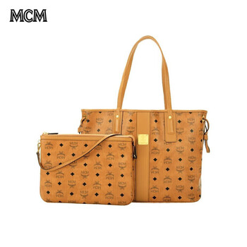 MCM女包 中号托特包印花子母单肩手提包MWPCSVI01CO001 干邑色