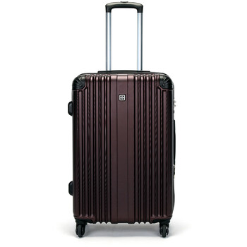 瑞世（SUISSEWIN）SN002 商务出差旅行箱 简约休闲条纹万向轮拉杆箱带扩展层 28英寸 棕色