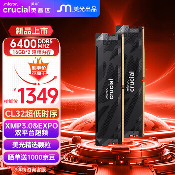 Crucial 英睿达 Pro系列 DDR5 6400 CL32 台式机内存条套装 32GB（16GB*2）