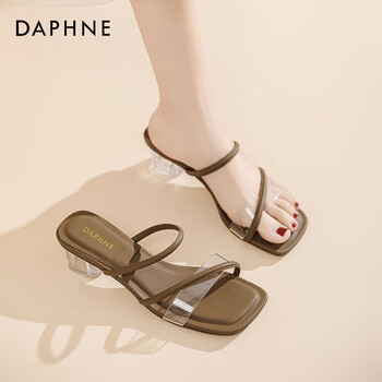 鞋柜达芙妮凉鞋女款2024新款凉拖鞋女夏外穿一字带凉鞋高跟拖鞋女夏季