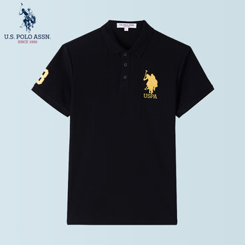U.S. POLO ASSN.保罗POLO衫男夏季休闲透气短袖经典潮流上衣男装 黑色021 2XL 185/104A-150/170斤