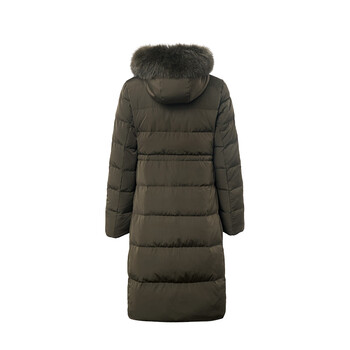 千仞岗（CHERICOM）冬季新款狐狸毛中长款加绒加厚女羽绒服外套上衣Y239183Y 海藻绿88503 155/XS