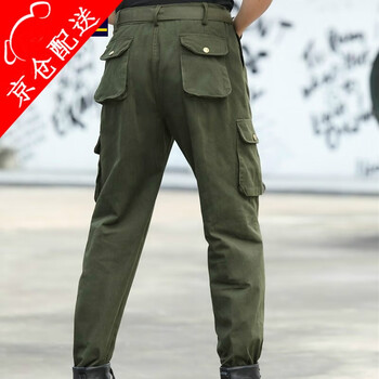 TSDFC纯棉户外工作服春秋套装劳保电焊服工作裤男 防烫耐磨汽修劳保服 军绿六兜裤  纯棉170/L（建议110-130斤）