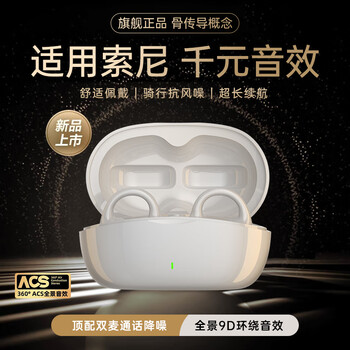 MICROKIA【2024夺冠代言】耳机适用索尼蓝牙骨传导概念耳夹式开放式真无线不入耳运动跑步通话降噪挂耳式 霜雅白丨脉冲定向传音丨高频振子 70h超长续航 | 超清通话降噪