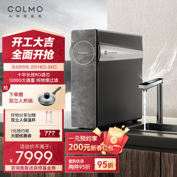 COLMO 净水器B162 家用净水机厨房厨下式净饮机直饮机 10年RO反渗透净水机1200G大通量双出水龙头