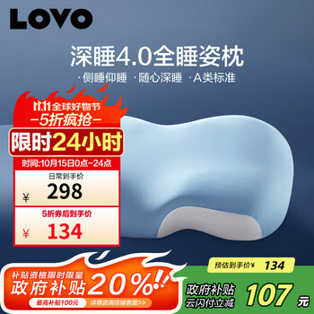 LOVO 乐蜗家纺 A类侧睡仰睡全睡姿护颈枕 单只