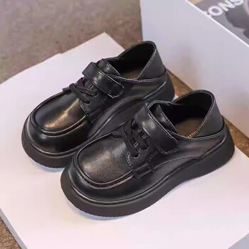 361断码男童小皮鞋黑色演出鞋2024新款夏季透气英伦风男孩豆豆鞋黑色