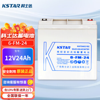 科士达（KSTAR)6-FM-24固定性密封免维护蓄电池12V24AH适用于UPS不间断电源、EPS电源