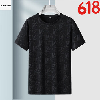 利小郎官方旗舰店京东自营夏季薄款宽松大码冰感上衣服冰丝休闲短黑色