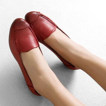 佘慕莲(shemulian)高端轻奢抢真皮女单鞋英伦圆头休闲平底豆豆鞋软面