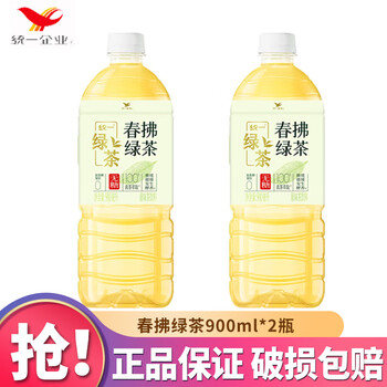 统一 春拂绿茶无糖饮料900ml*2瓶