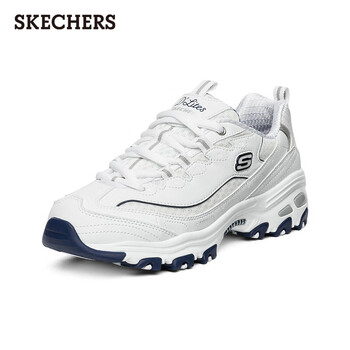 斯凯奇(Skechers)女鞋小白熊女士休闲鞋子厚底增高百搭运动软底老爹鞋女99999863 白色/海军蓝色/WNV 38