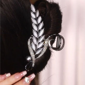 网红麦穗发夹女后脑勺抓夹优雅气质发饰高级感大发卡抓夹新款头饰黑色