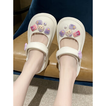 洁丽雅厚底洞洞鞋女款玛丽珍花园鞋新款护士医护凉拖鞋海边沙滩鞋软底