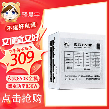 驿晨宇玄武550V4铜牌认证额定600w峰值800w 玄武500Kill白牌认证额定500W 玄武850K银牌全模组电脑电源 玄武850K 850w银牌认证【全模组】白色 官方标配+店铺赠品