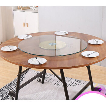 圆形桌面酒店多功能大圆桌实木大理石折叠桌子简易小户型现代简约转盘