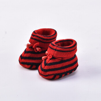 宝宝鞋春秋冬新款新生儿手工编织宝宝满月鞋针织0-1岁婴儿毛线鞋 红色