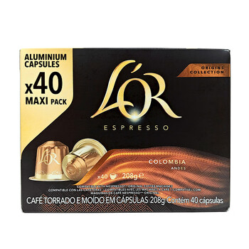 L'OR法国进口lor黑咖啡胶囊 哥伦比亚5.2g*40粒 适用雀巢Nespresso