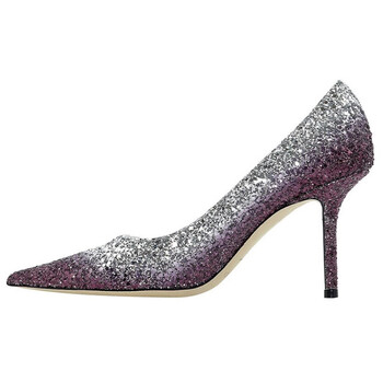 jimmychoo618love85亮片高跟鞋女款银紫渐变35