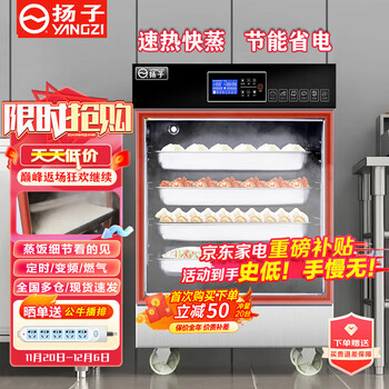 扬子（YANGZI）蒸饭柜商用蒸饭车蒸箱食堂蒸柜饭堂智能蒸饭机小型家用燃气蒸炉液化气煤气蒸包炉包子机 数显变频款 标准大6盘【可供约100人】