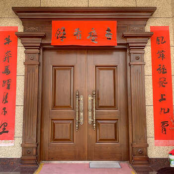 合金甲级门智能防盗门家用农村入户门乡村进户门 双门带门头柱-款式1