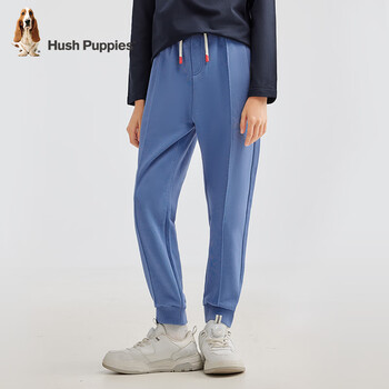 暇步士(Hush Puppies)童装儿童男大童春秋微弹舒适时尚学院风针织长裤 复古蓝 130cm