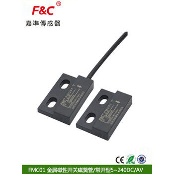 嘉准传感器F&C门磁开关FMC01磁簧管金属磁性开关门窗报警器常开型 FMC01-12R2M