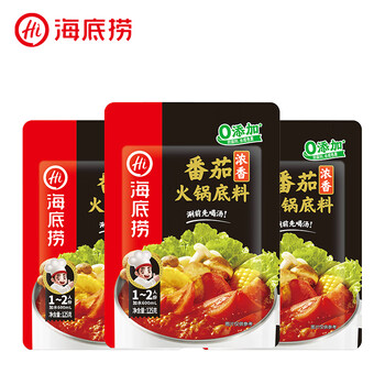 海底捞 火锅底料 一人食浓香番茄底料125g*3 （赠锅巴*3）